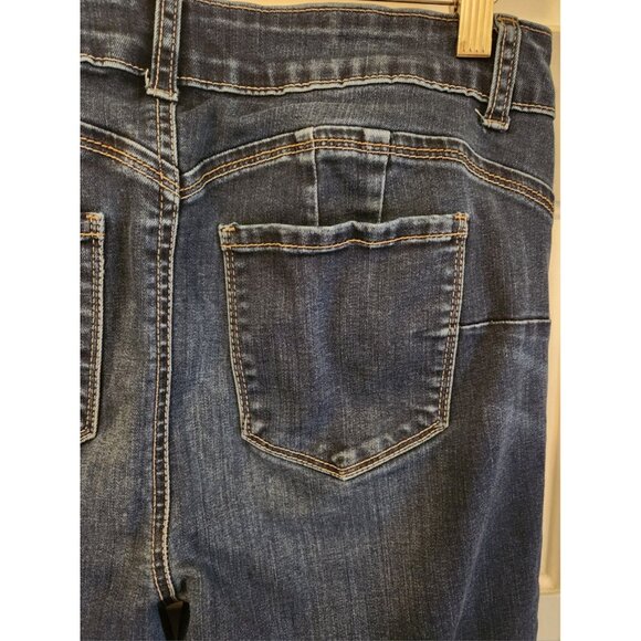 Wax Jean Butt, I Love You! Distressed Dark Blue Jeans Button Zip Size 13 (30x28) - Picture 4 of 7